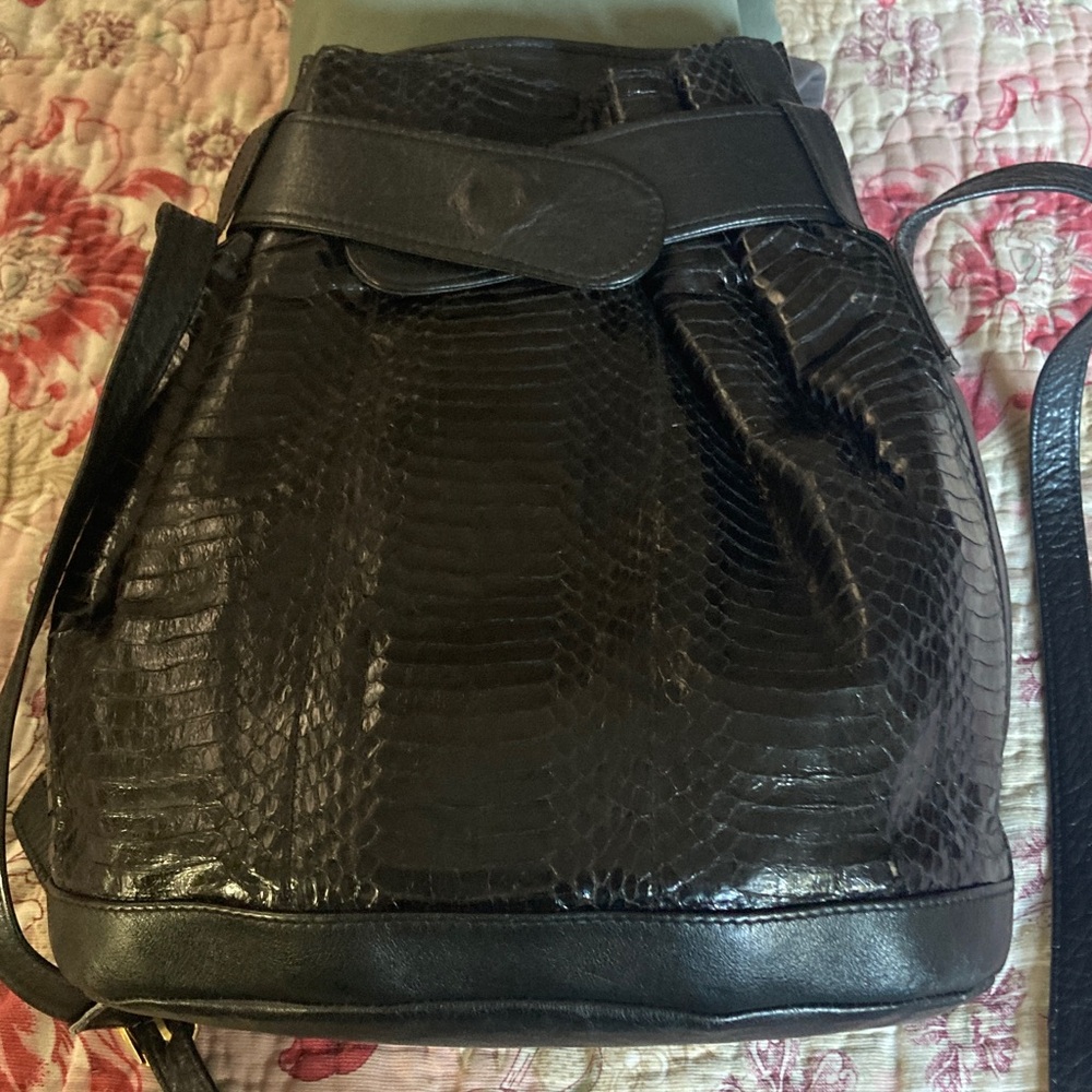 I.Magnin  vintage snake skin bag.  Barrel crossbody.